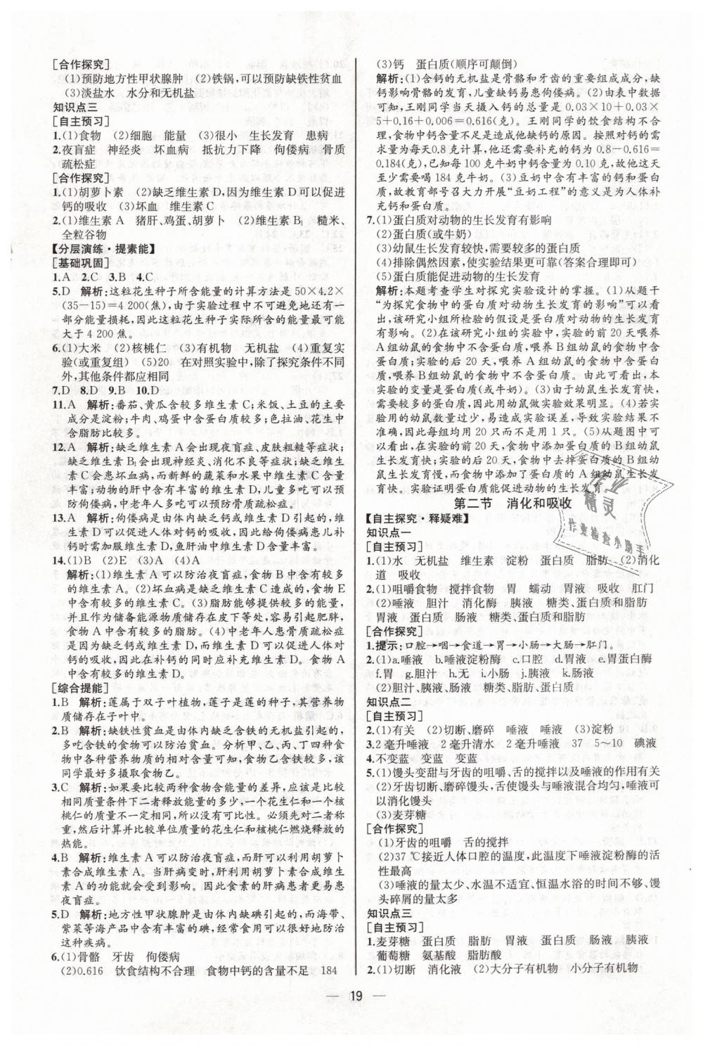 2019年同步学历案课时练七年级生物学下册人教版河北专版 第3页