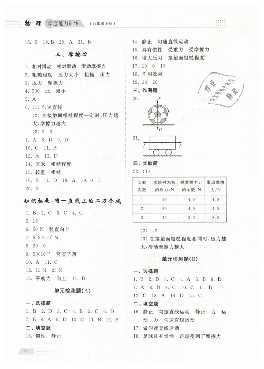 2019年綜合能力訓練八年級物理下冊人教版 第4頁