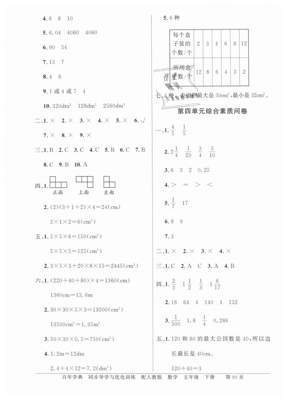 2019年同步导学与优化训练五年级数学下册人教版 第10页