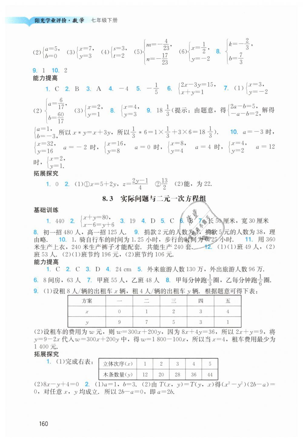 2019年陽光學(xué)業(yè)評價七年級數(shù)學(xué)下冊人教版 第9頁