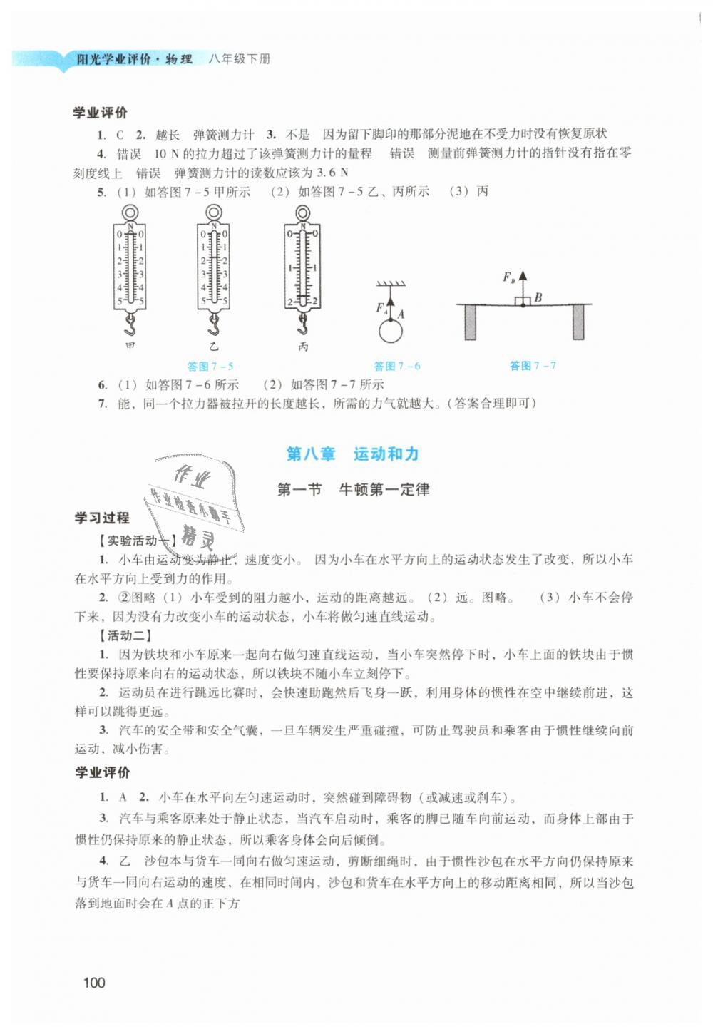 2019年陽光學(xué)業(yè)評價八年級物理下冊人教版 第2頁