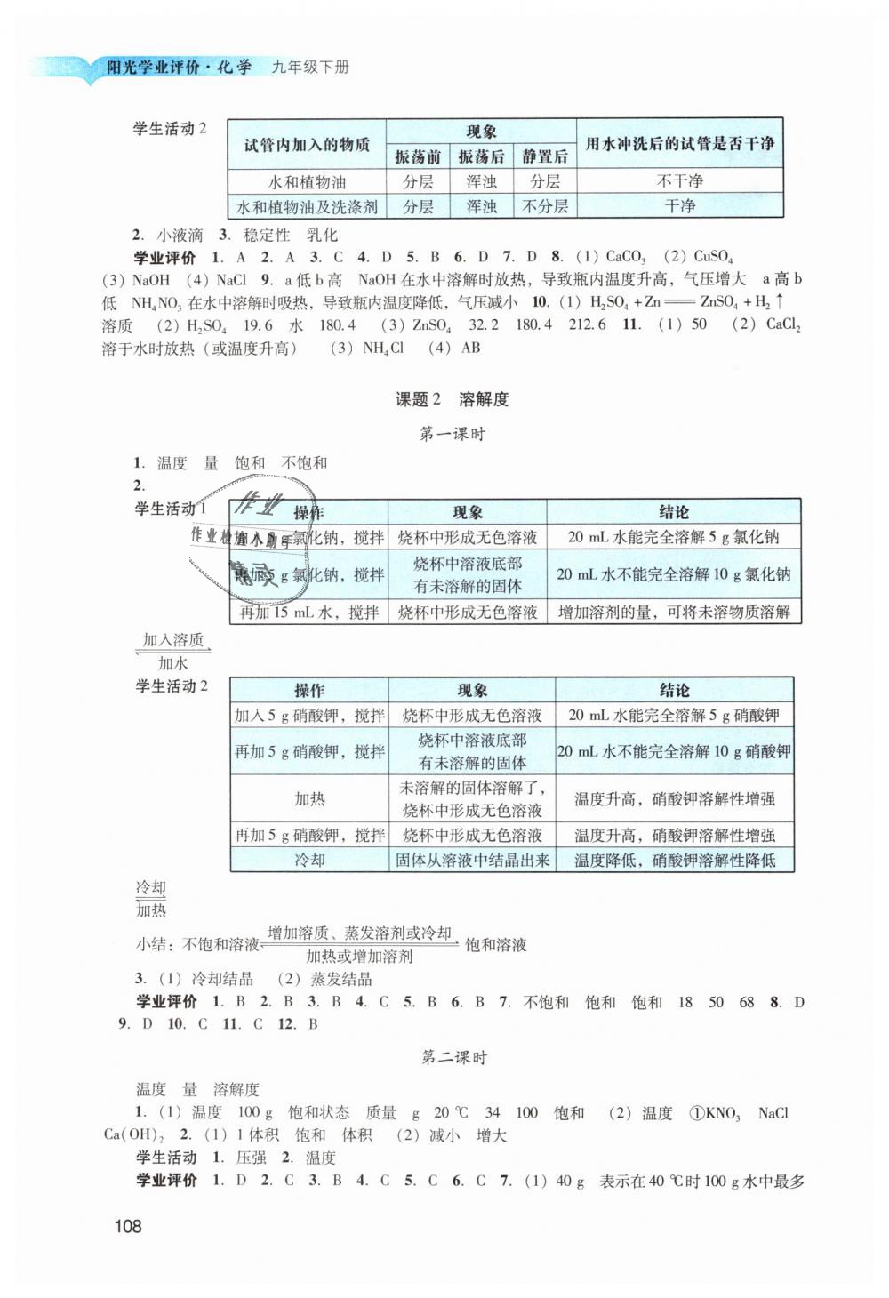 2019年陽光學業(yè)評價九年級化學下冊人教版 第5頁