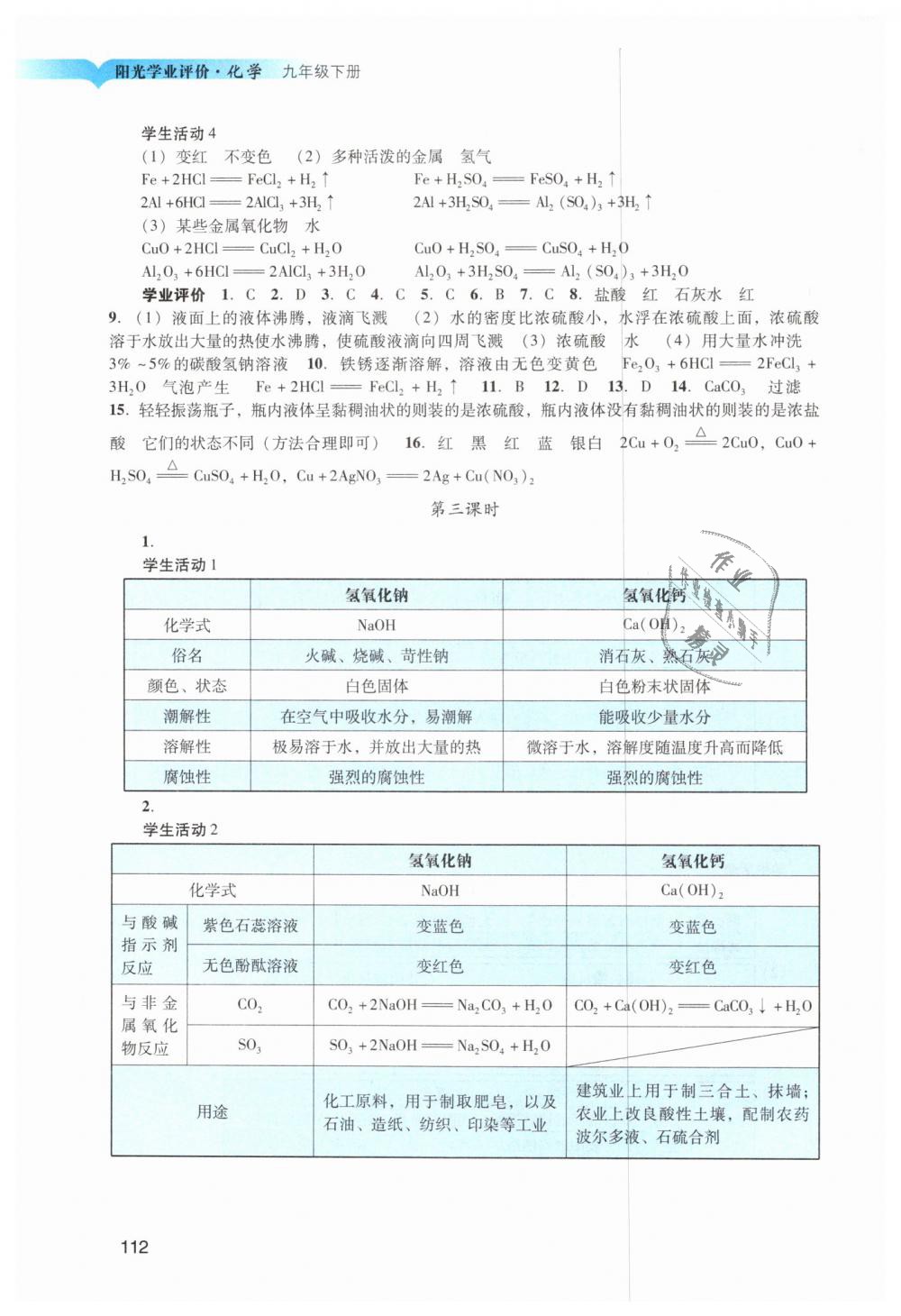 2019年陽光學(xué)業(yè)評價(jià)九年級化學(xué)下冊人教版 第9頁