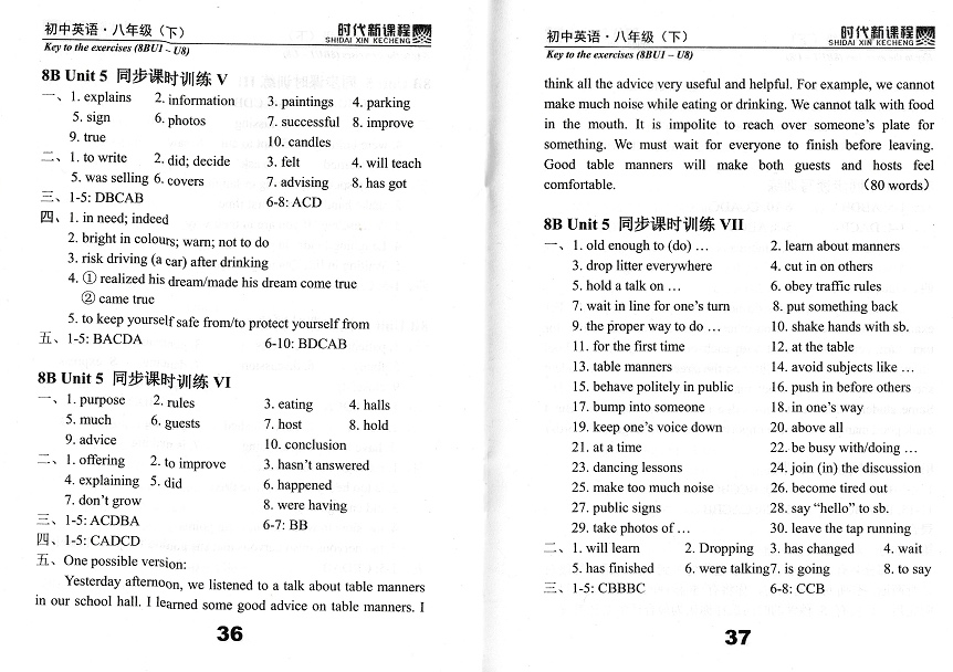 2019年時(shí)代新課程初中英語八年級下冊譯林版 參考答案第19頁