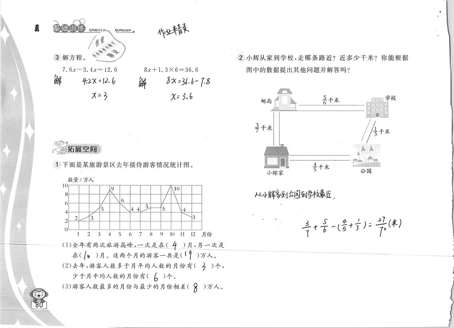 2019年新編基礎(chǔ)訓(xùn)練五年級(jí)數(shù)學(xué)下冊(cè)蘇教版 參考答案第80頁