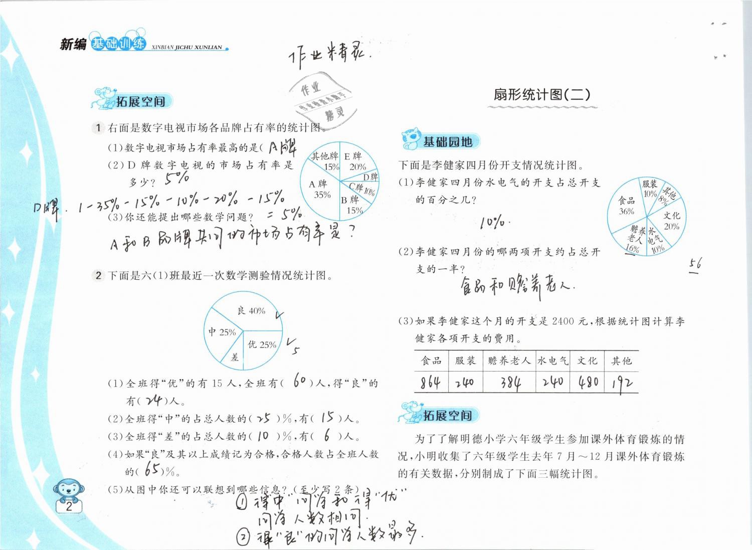 2019年新编基础训练六年级数学下册苏教版 参考答案第2页