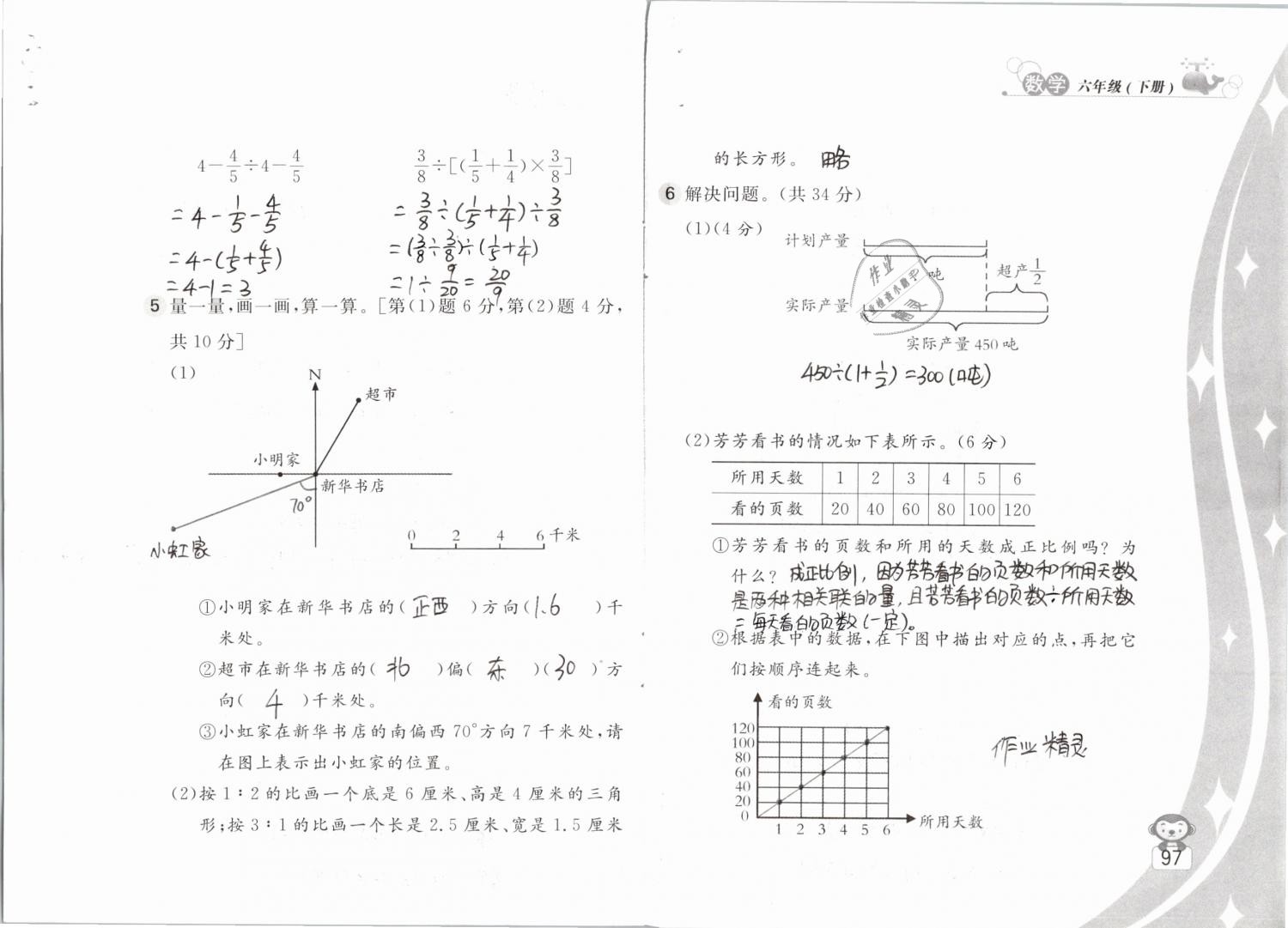 2019年新編基礎(chǔ)訓(xùn)練六年級數(shù)學(xué)下冊蘇教版 參考答案第97頁