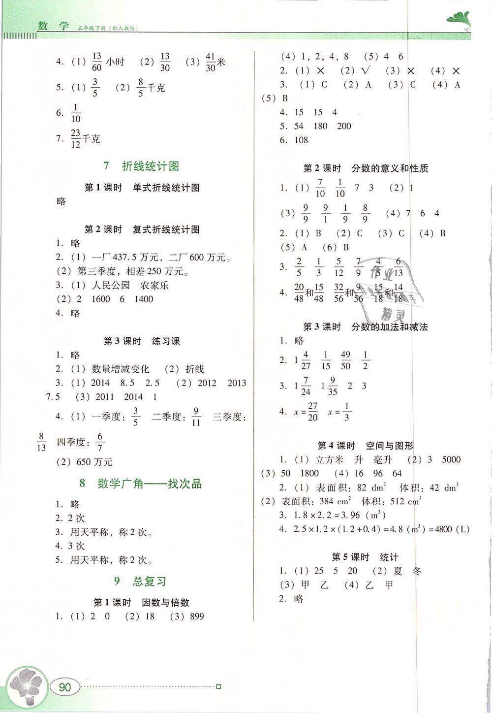 2019年南方新課堂金牌學(xué)案五年級(jí)數(shù)學(xué)下冊(cè)人教版 第7頁(yè)