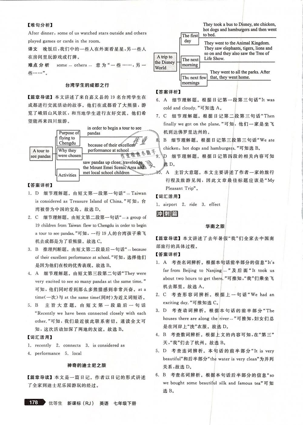 2019年全品优等生完形填空加阅读理解七年级英语下册人教版 第40页