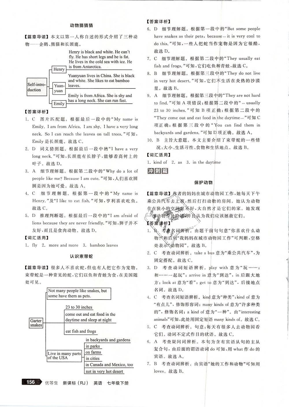 2019年全品优等生完形填空加阅读理解七年级英语下册人教版 第18页