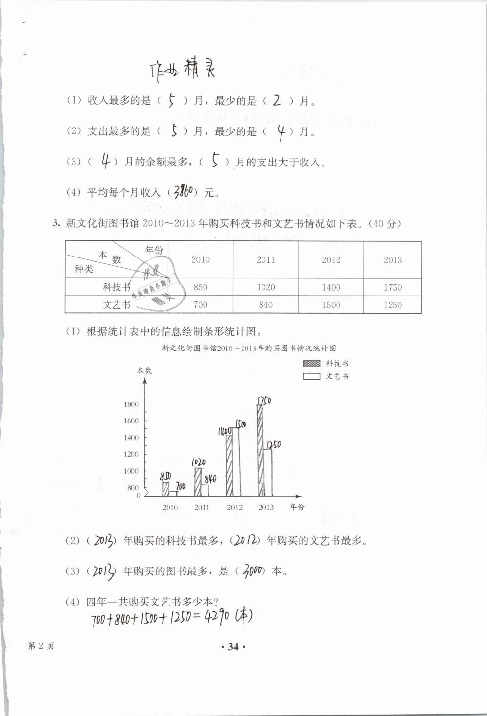 2019年人教金学典同步解析与测评四年级数学下册人教版 参考答案第113页