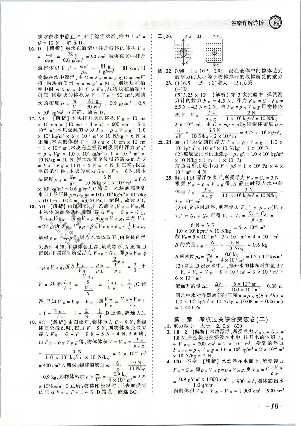 2019年王朝霞考點梳理時習(xí)卷八年級物理下冊人教版 第10頁