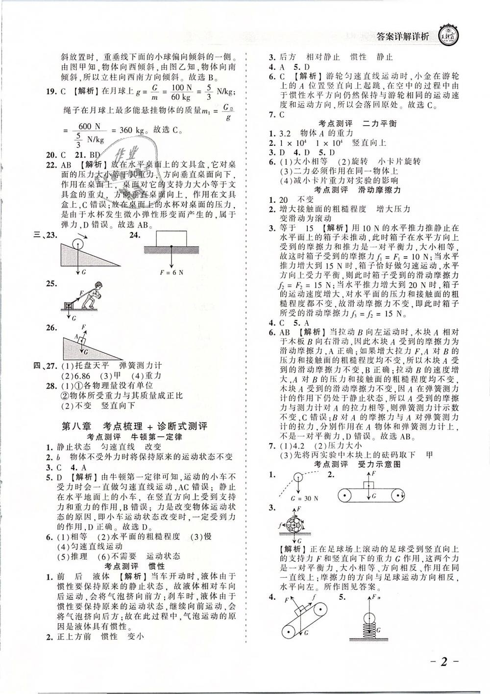 2019年王朝霞考點(diǎn)梳理時習(xí)卷八年級物理下冊人教版 第2頁