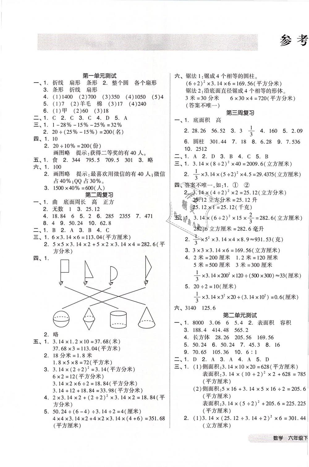 2019年全品小復(fù)習(xí)六年級數(shù)學(xué)下冊蘇教版 第1頁