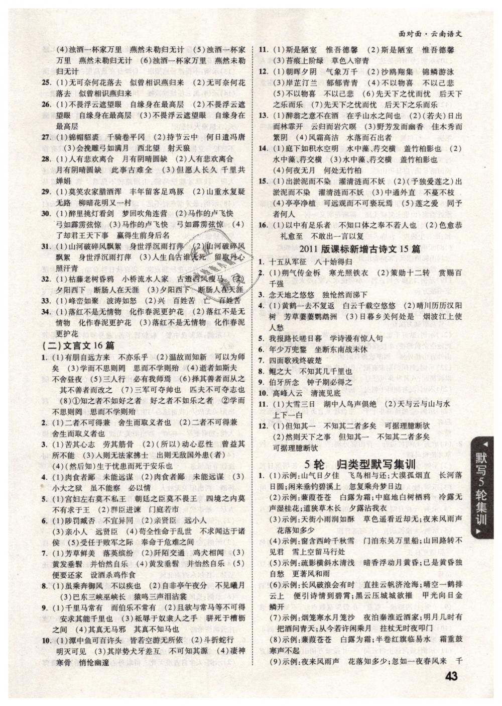 2019年云南中考面对面九年级语文 第43页