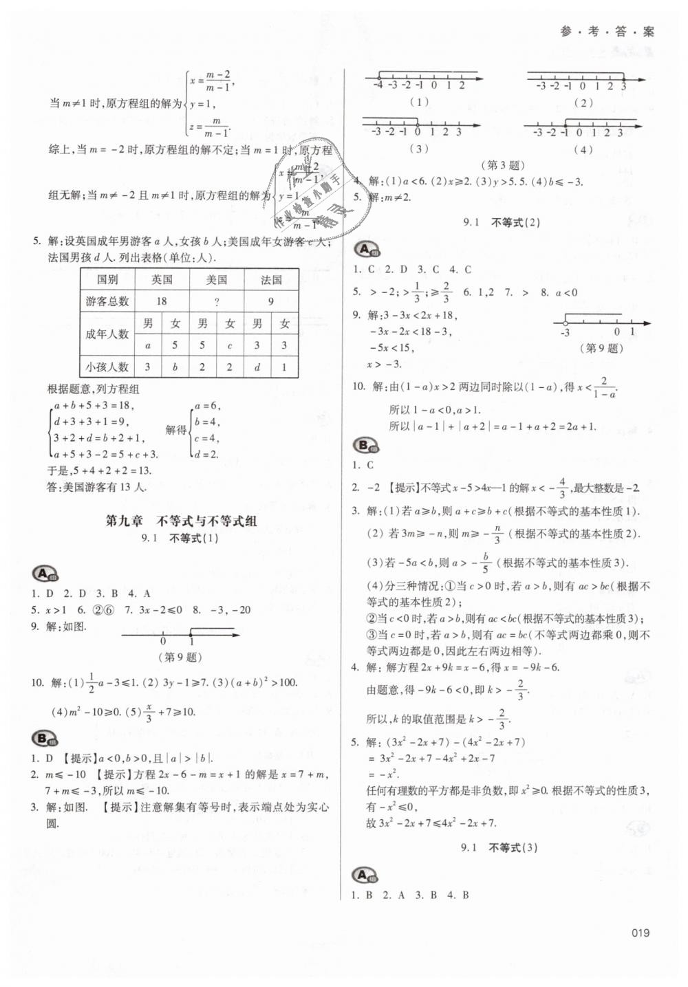 2019年学习质量监测七年级数学下册人教版 第19页