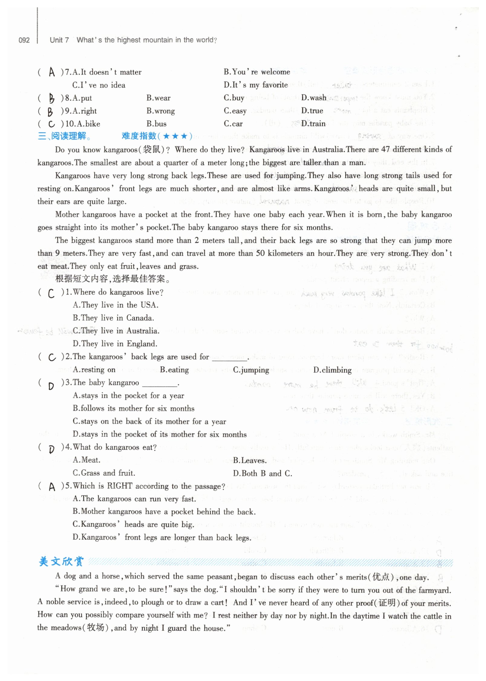 2019年基礎(chǔ)訓(xùn)練八年級(jí)英語下冊(cè)人教版大象出版社 參考答案第92頁