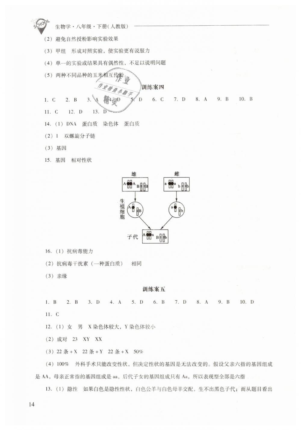 2019年新课程问题解决导学方案八年级生物学下册人教版 第14页