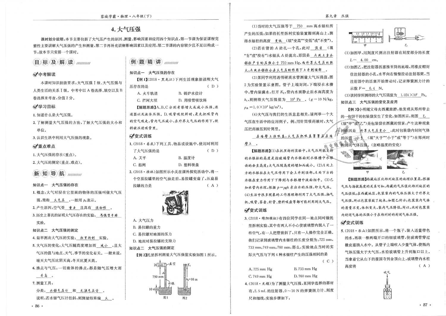 2019年蓉城學(xué)霸八年級(jí)物理下冊(cè)教科版 第29頁(yè)