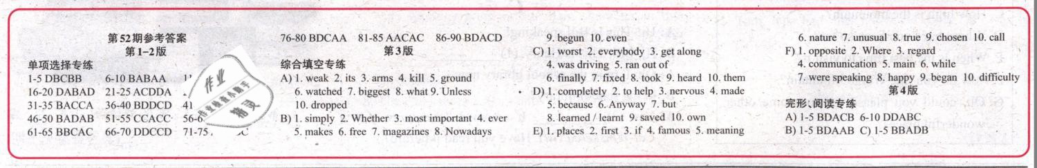 2019年英語周報(bào)八年級(jí)英語下冊新目標(biāo) 參考答案第22頁