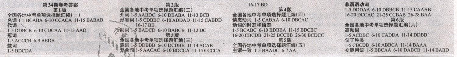 2019年英語周報九年級英語下冊外研版 參考答案第14頁