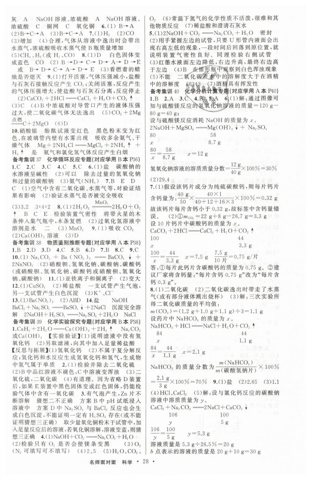 2019年金华中考名师面对面中考满分策略九年级科学 第28页