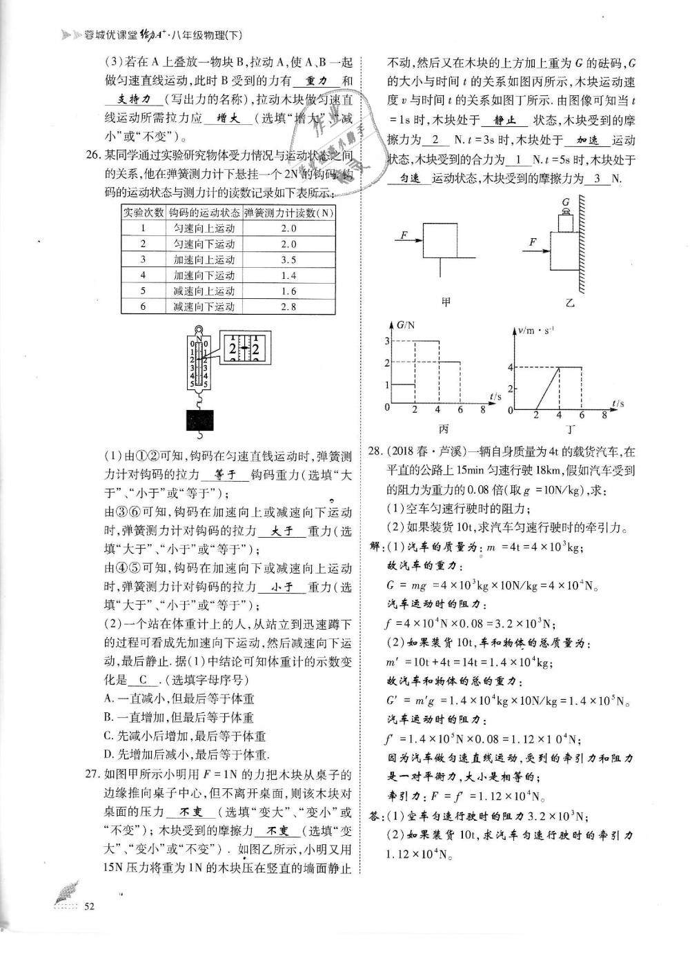 2019年蓉城优课堂给力A加八年级物理下册教科版 第52页