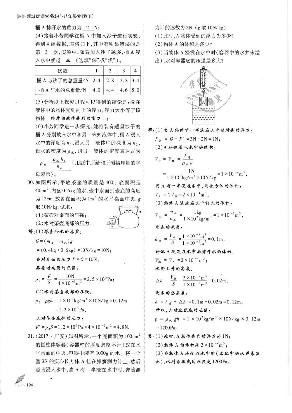 2019年蓉城优课堂给力A加八年级物理下册教科版 第194页