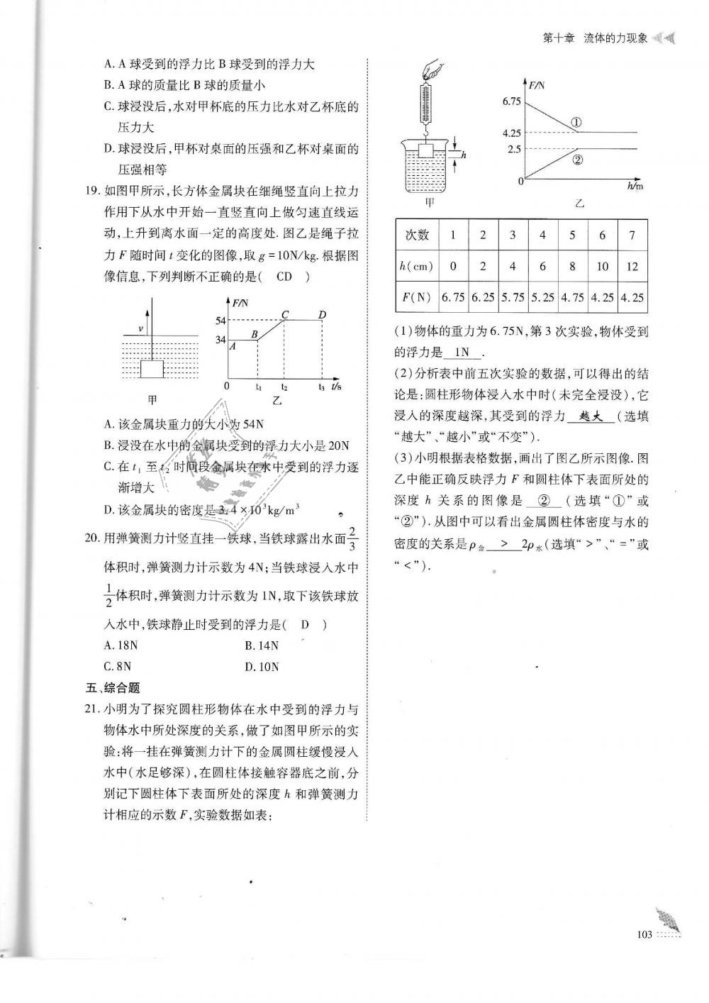 2019年蓉城优课堂给力A加八年级物理下册教科版 第103页