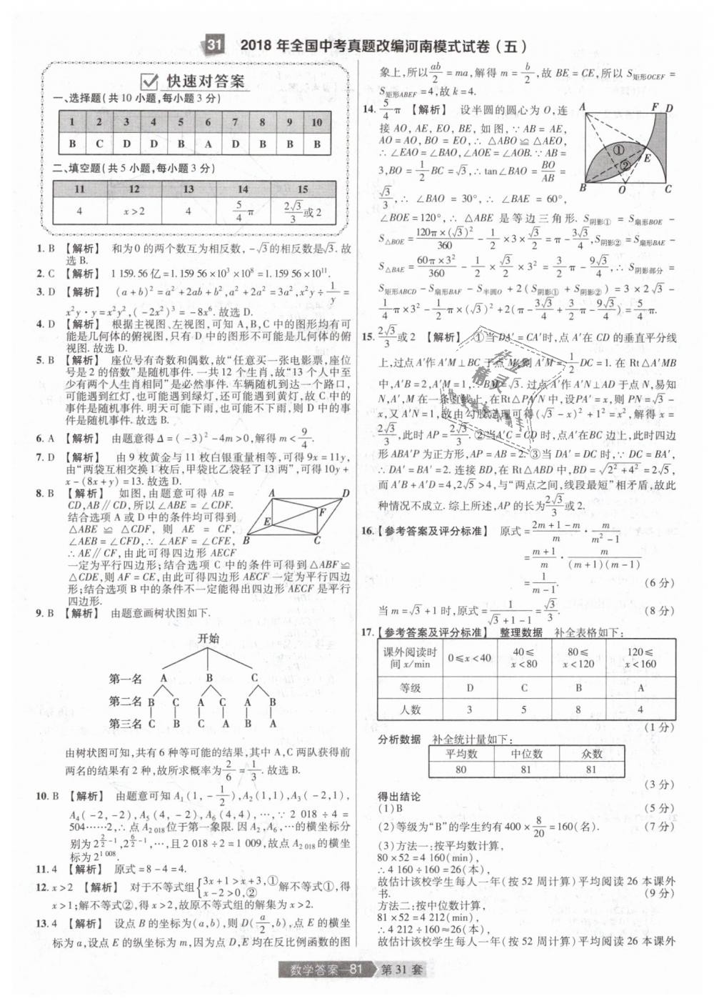 2019年金考卷河南中考45套匯編九年級(jí)數(shù)學(xué) 第81頁(yè)