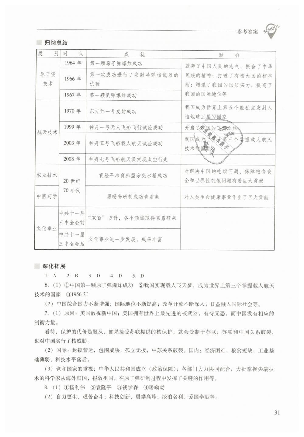 2019年新课程问题解决导学方案八年级中国历史下册人教版 第31页