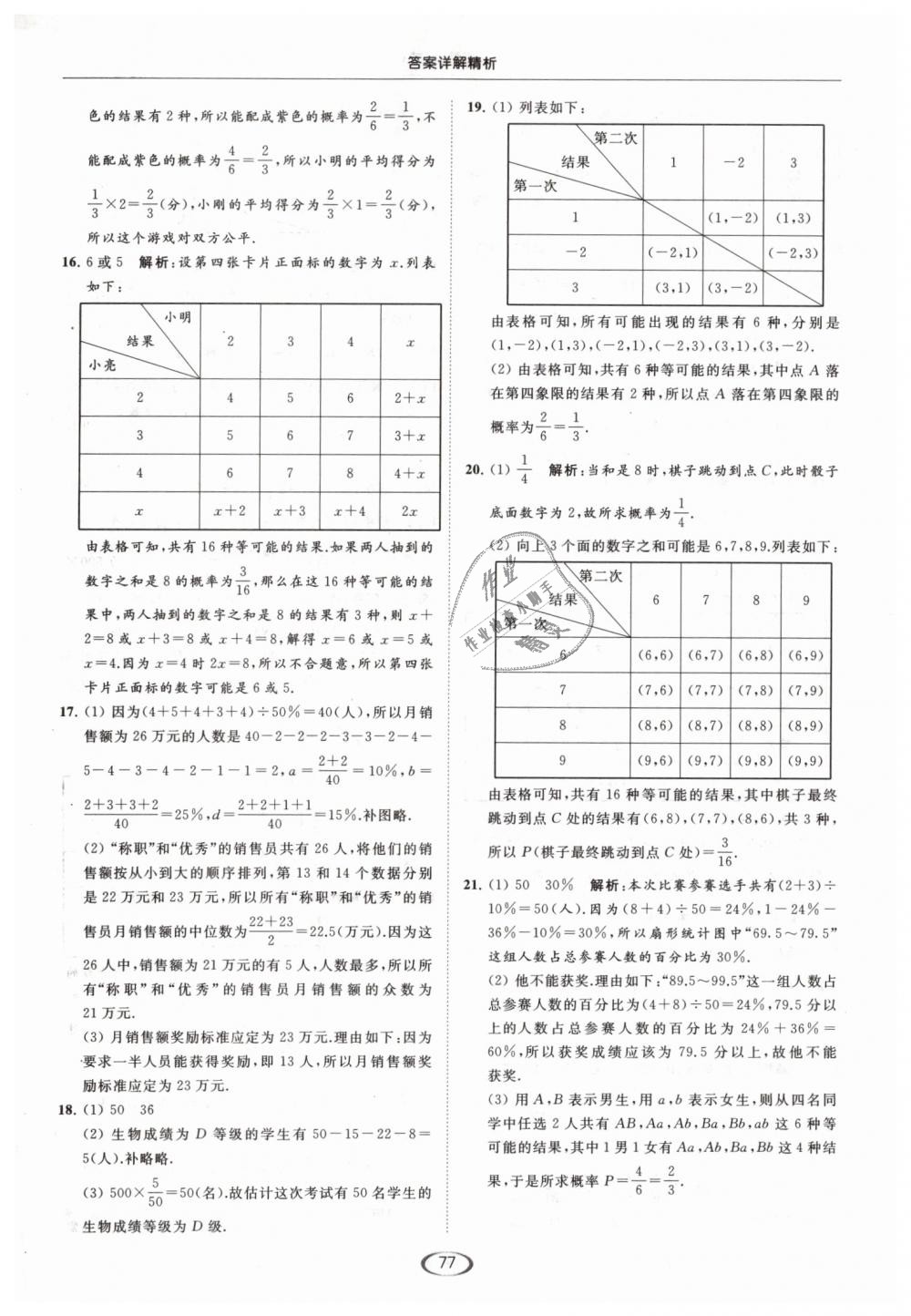 2019年亮點給力提優(yōu)課時作業(yè)本九年級數(shù)學(xué)下冊江蘇版 第77頁