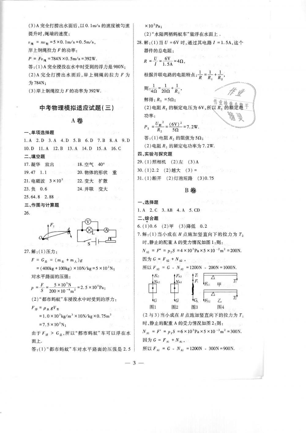 2019年蓉城優(yōu)課堂給力A加九年級物理中考復習教科版 第221頁