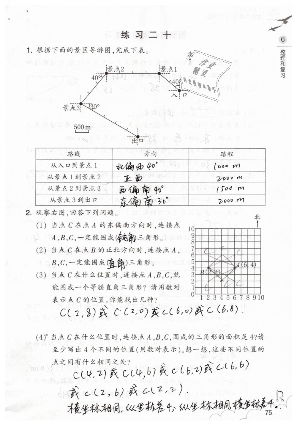 2019年数学作业本六年级下册人教版浙江教育出版社 第75页