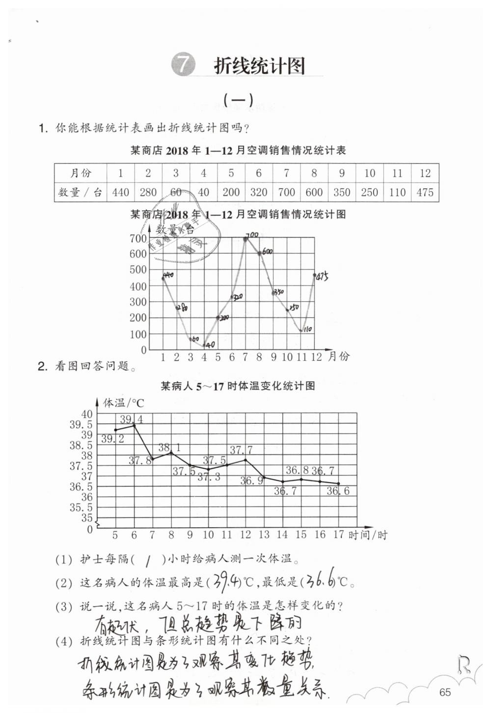 2019年数学作业本五年级下册人教版浙江教育出版社 第65页