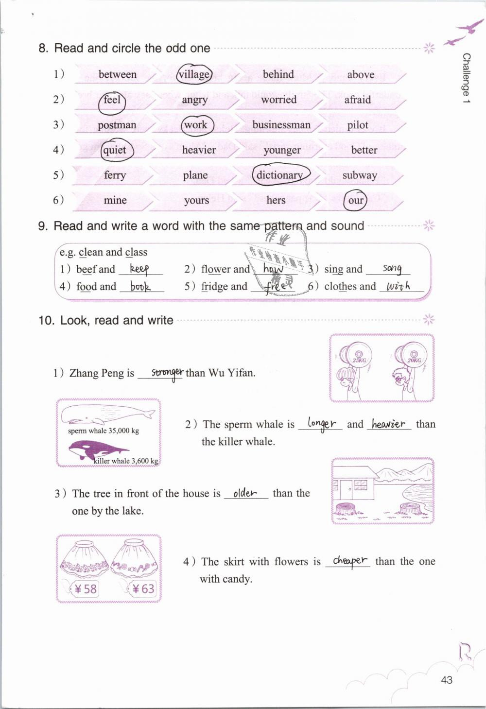 2019年英語作業(yè)本六年級下冊人教版浙江教育出版社 第43頁