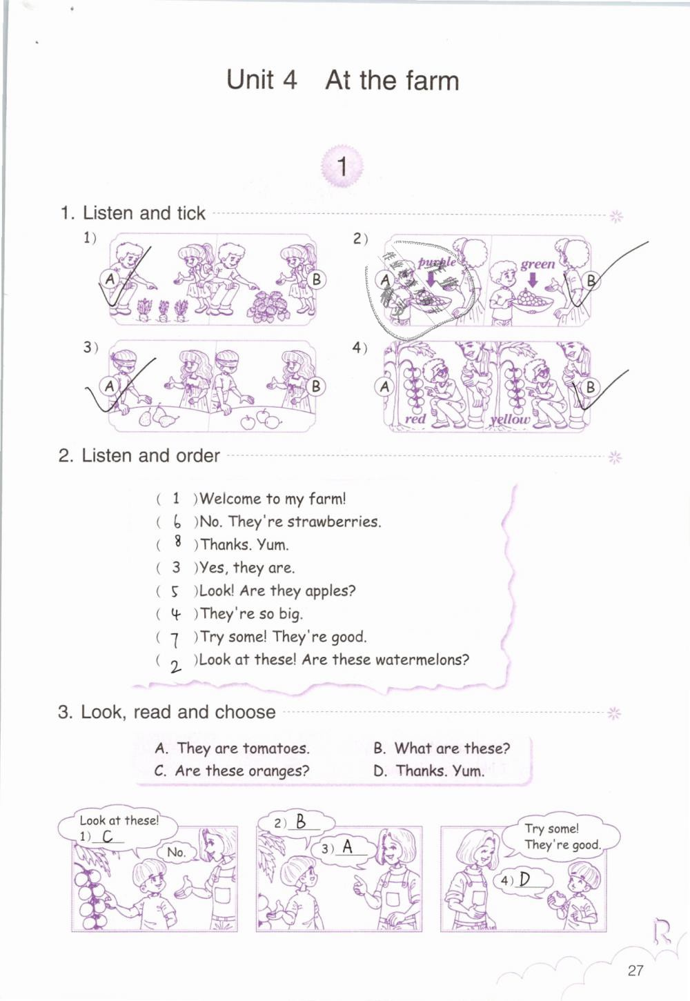 2019年英語作業(yè)四年級(jí)下冊人教版浙江教育出版社 第27頁