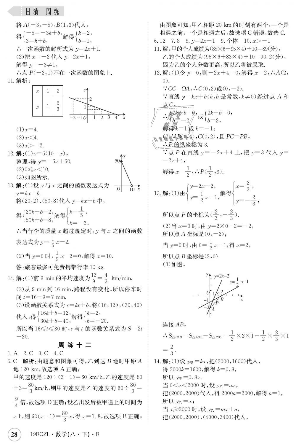 2019年日清周练八年级数学下册人教版 第28页