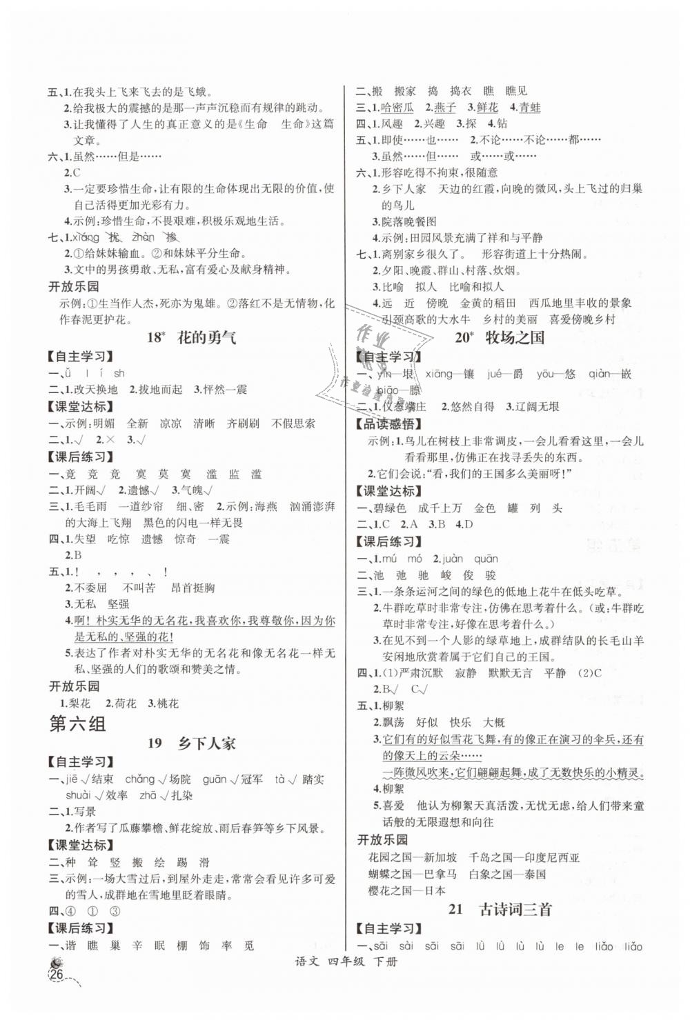 2019年同步导学案课时练四年级语文下册人教版河北专版 第6页