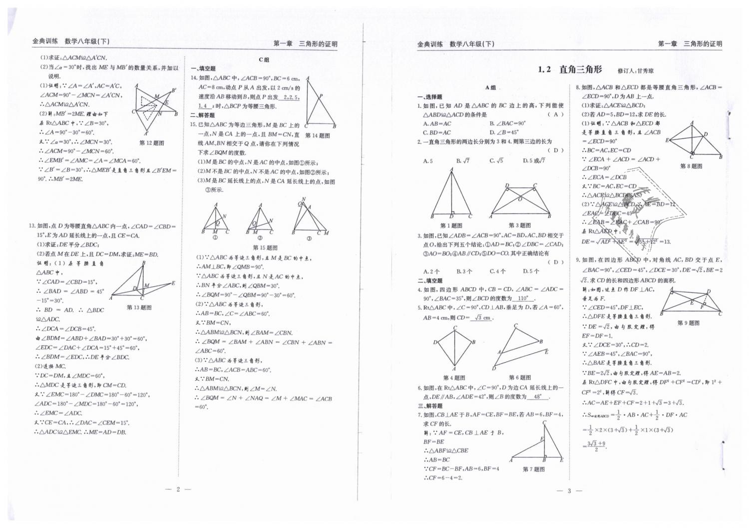 2019年金典訓(xùn)練八年級(jí)數(shù)學(xué)下冊(cè)北師大版 第2頁