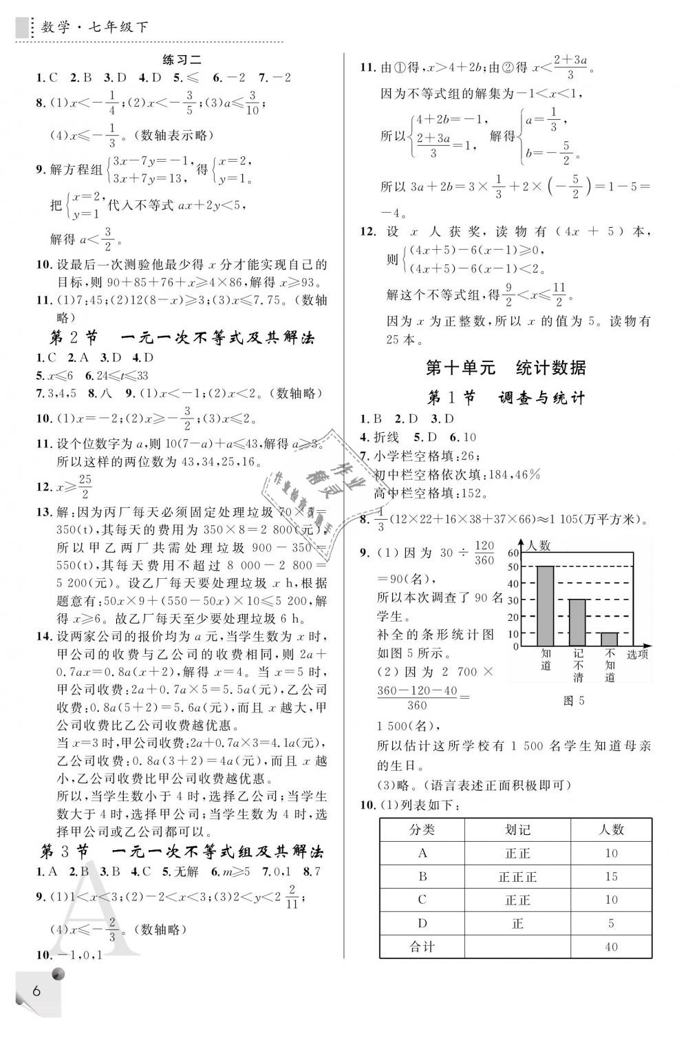 2019年課堂練習(xí)冊(cè)七年級(jí)數(shù)學(xué)下冊(cè)人教版A版 第6頁