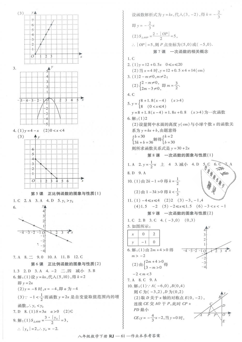 2019年零障碍导教导学案八年级数学下册人教版 第61页