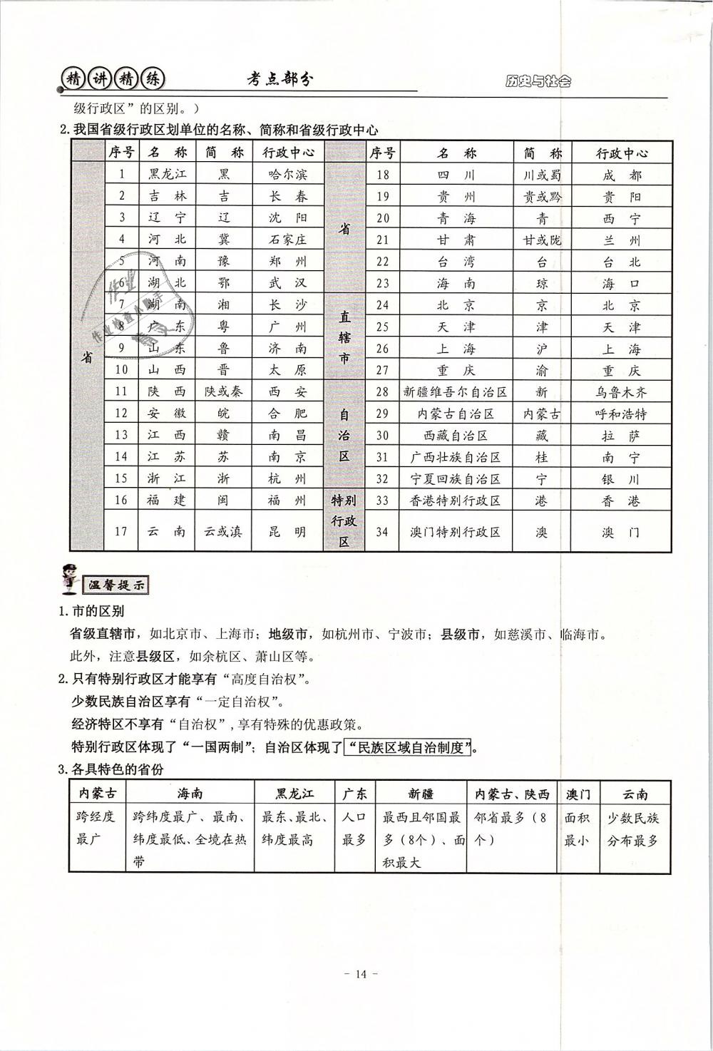 2019年精講精練初中畢業(yè)升學(xué)考試歷史與社會道德與法治 第14頁