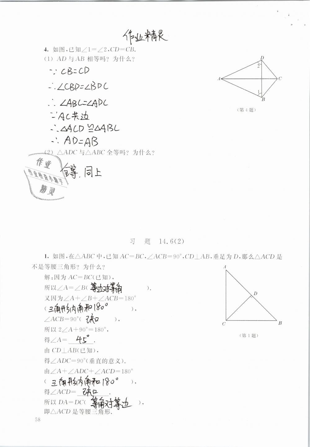 2019年數(shù)學(xué)練習(xí)部分七年級第二學(xué)期 第58頁