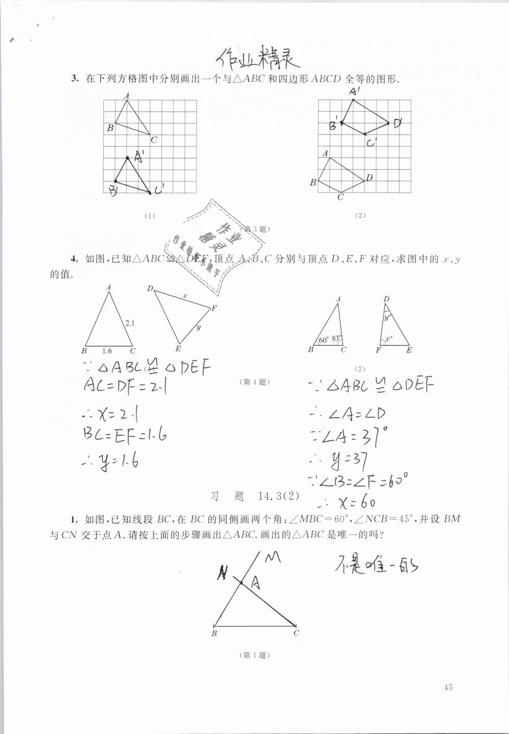 2019年數(shù)學(xué)練習(xí)部分七年級(jí)第二學(xué)期 第45頁