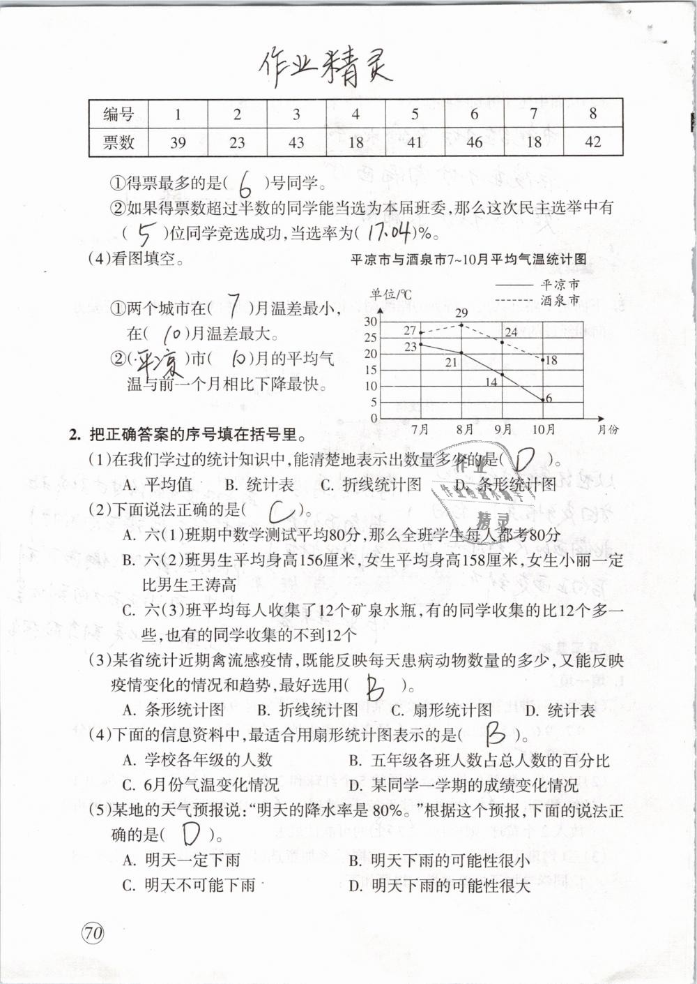 2019年配套練習與檢測六年級數學下冊人教版 第70頁