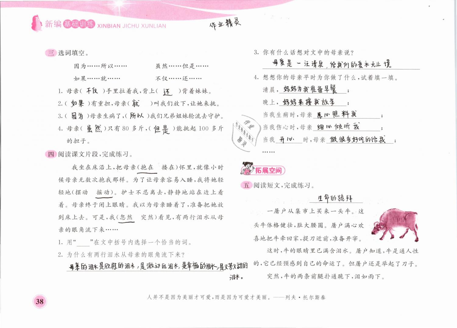 2019年新編基礎(chǔ)訓(xùn)練四年級語文下冊蘇教版黃山書社 第38頁