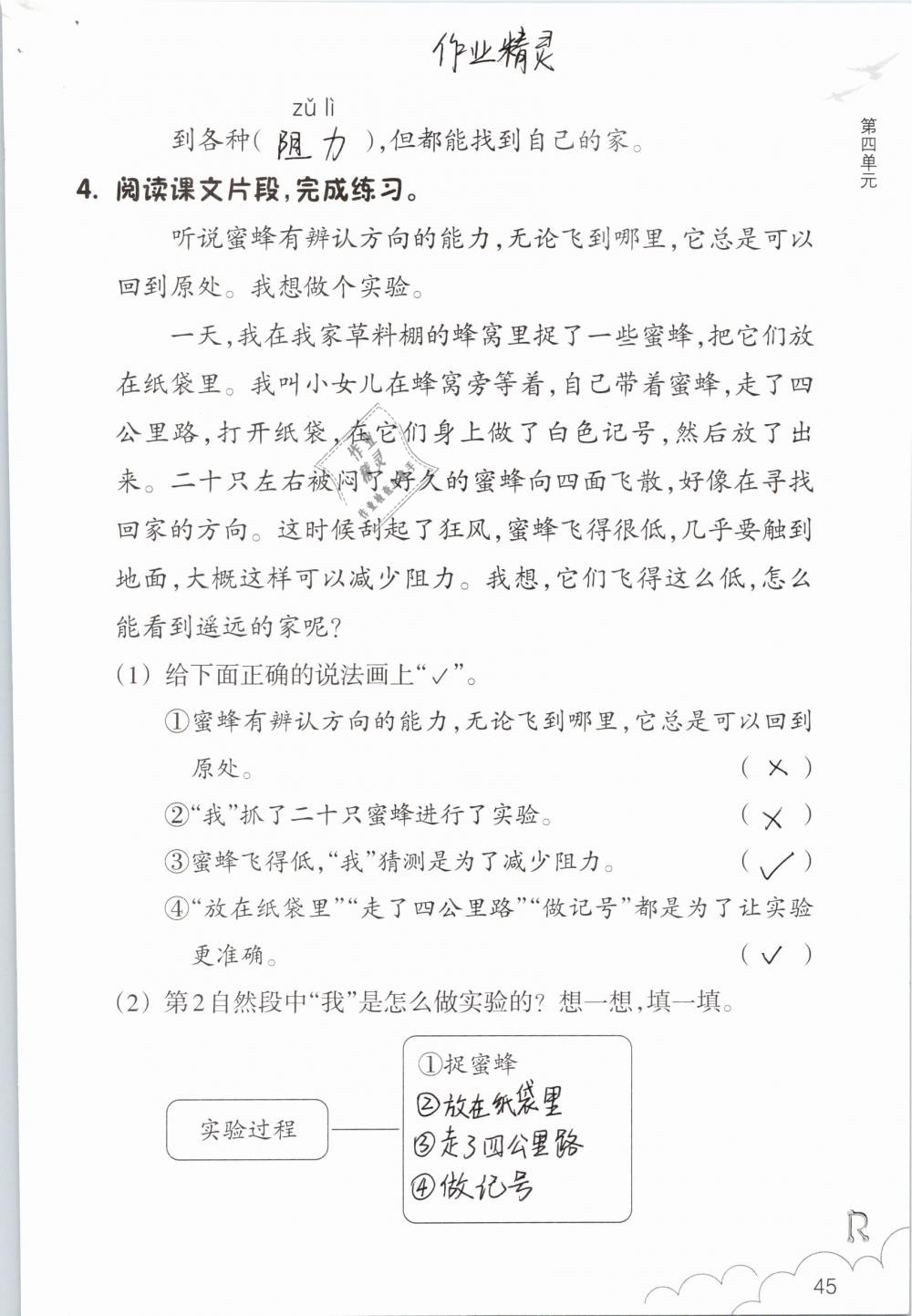 2019年语文作业本三年级下册人教版浙江教育出版社 第45页