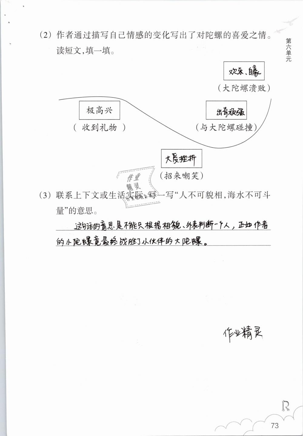 2019年語文作業(yè)本三年級下冊人教版浙江教育出版社 參考答案第73頁