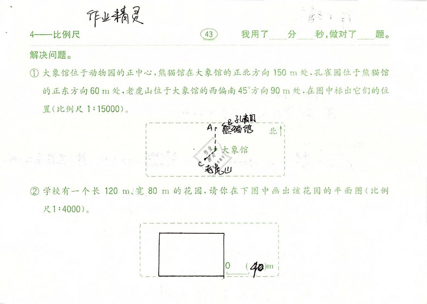 2019年口算題卡計(jì)算加應(yīng)用六年級(jí)數(shù)學(xué)下冊(cè)人教版齊魯書社 第43頁(yè)